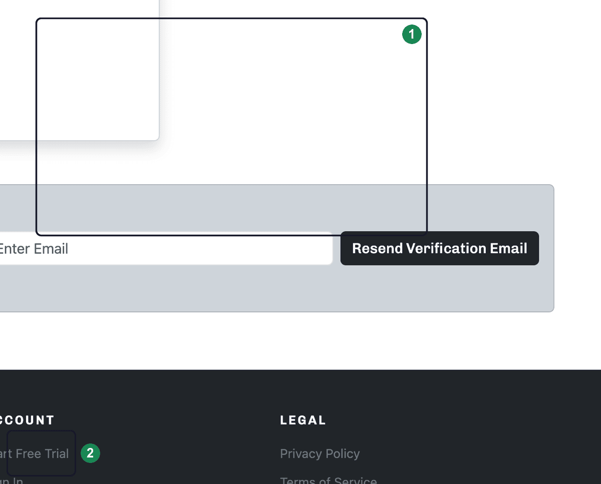 The saved card on file and the Update Credit Card Details form with the Update button, each numbered.